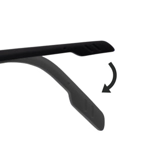 Graphic depicting sunglasses arm bending